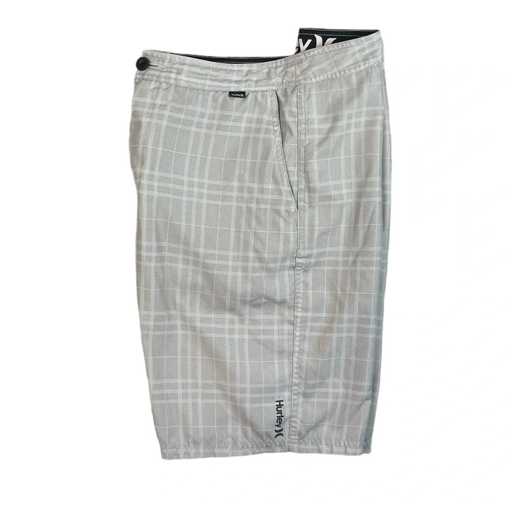 Sh66 Mens Hurley Surfing Brand Lightweight Plaid Hybrid Chino Shorts 32